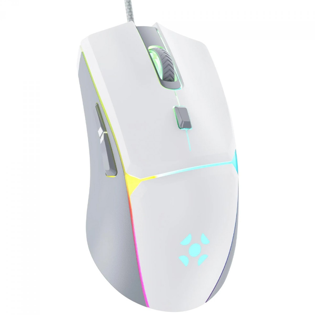 Mouse Gamer Fortrek Crusader, RGB Rainbow, 12800 DPI, 5 Botões Programáveis, Branco