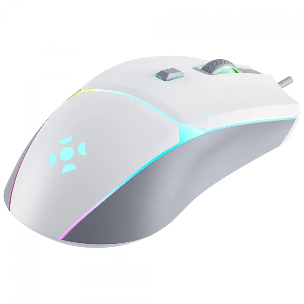 Mouse Gamer Fortrek Crusader, RGB Rainbow, 12800 DPI, 5 Botões Programáveis, Branco