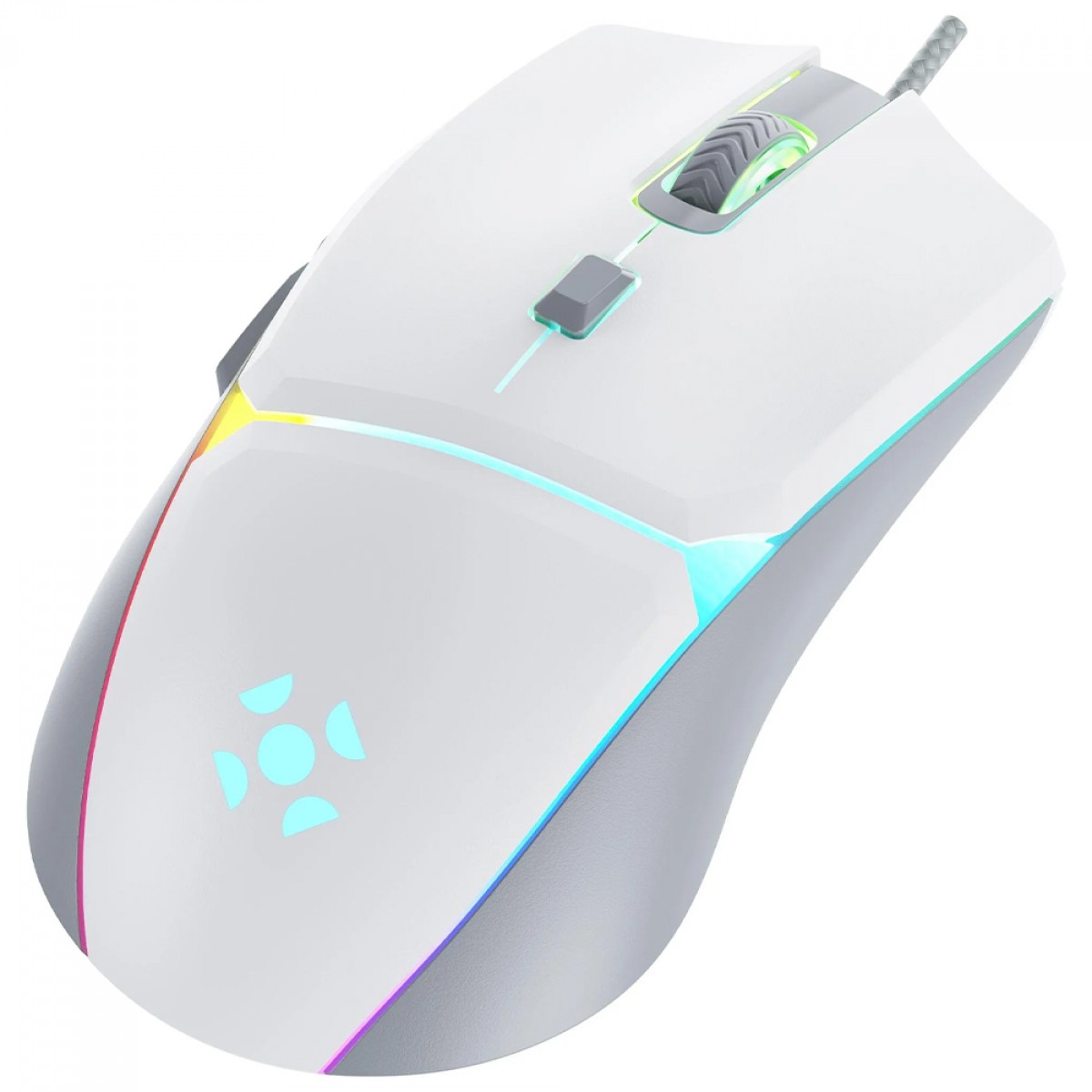 Mouse Gamer Fortrek Crusader, RGB Rainbow, 12800 DPI, 5 Botões Programáveis, Branco