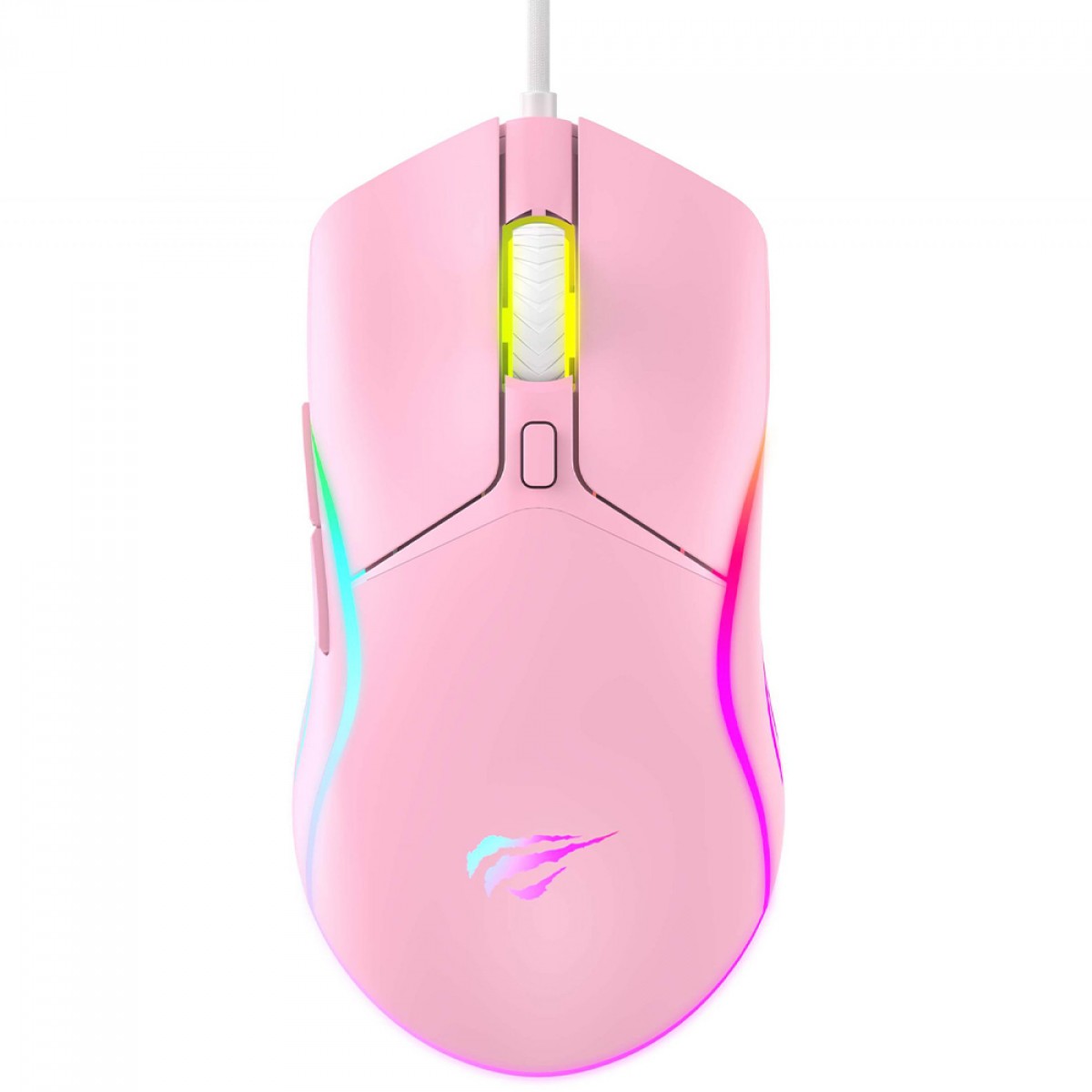 Mouse Gamer Havit MS1029, 8000DPI, USB, RGB, 6 Botões, Pink