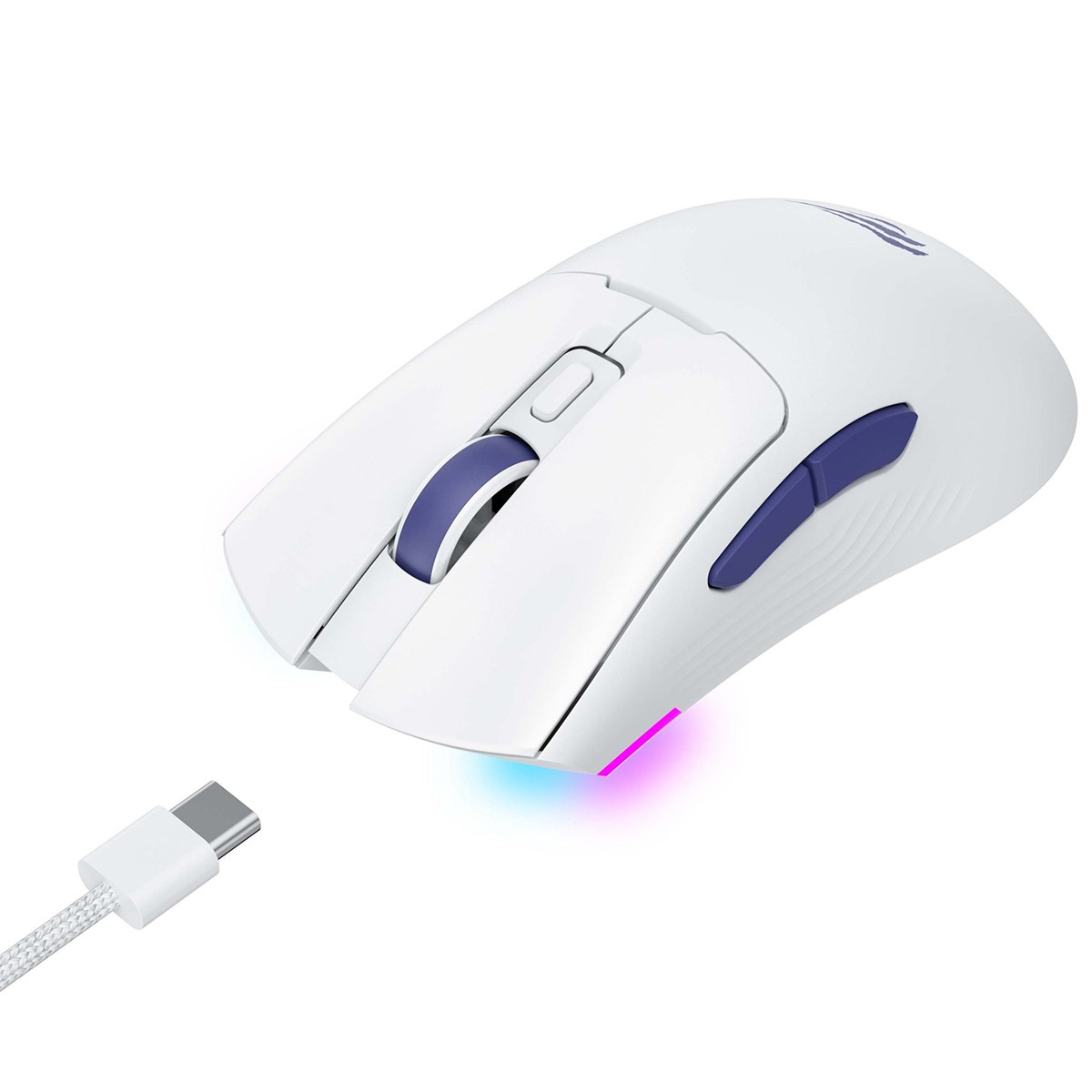 Mouse Gamer Havit MS966WB White, Wireless/Bluetooth, RGB, 10000 DPI, 7 Botões, PMW3325, Branco
