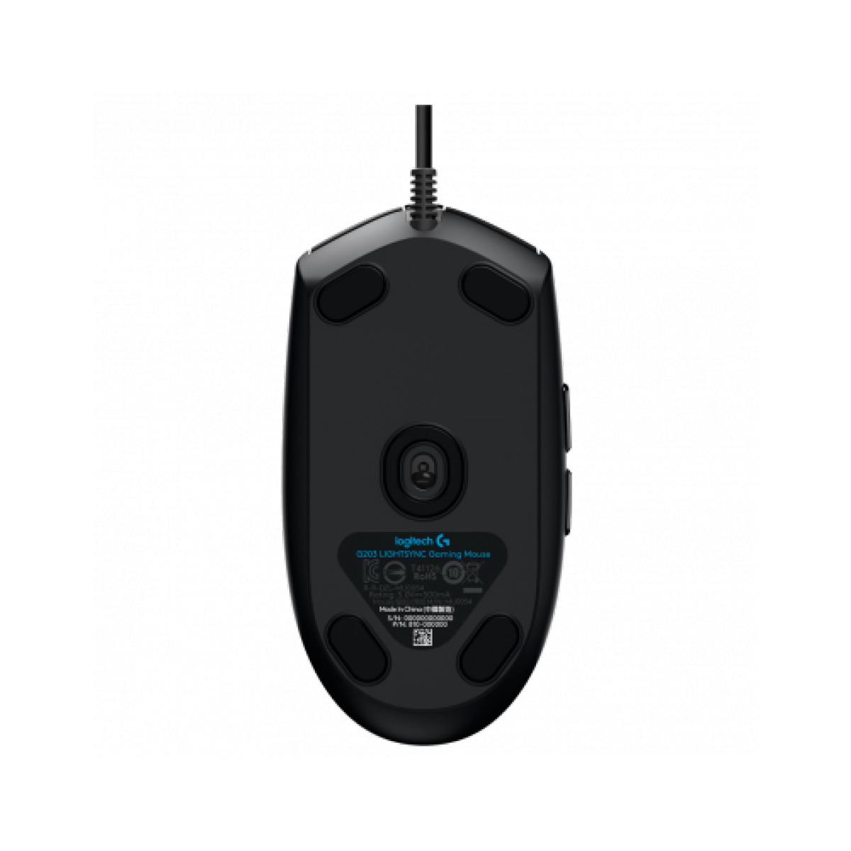 Mouse Gamer Logitech G203 Lightsync RGB, 6 Botões Programáveis, 8000 DPI, Black, 910-005793