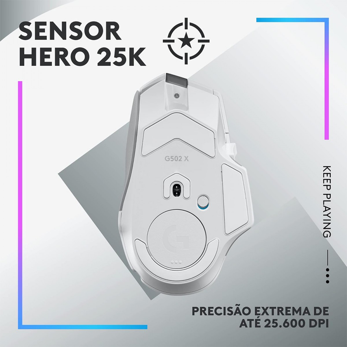 Mouse Gamer Logitech G502 X Plus, RGB, Sem Fio, 25600 DPI, 13 Botões, Switch Híbrido, Branco, 910-006170