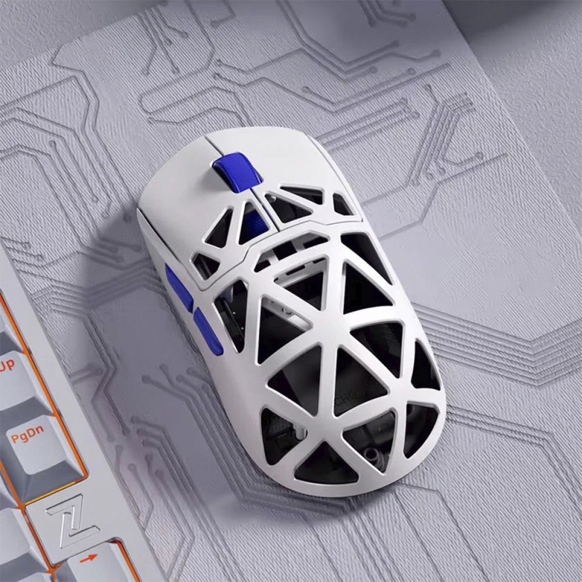 Mouse Gamer MCHOSE AX5 Pro Max, Wireless, Bluetooth, 26000 DPI, Sensor PAW 3395, Liga De Magnésio, Branco, MC-AX5-8