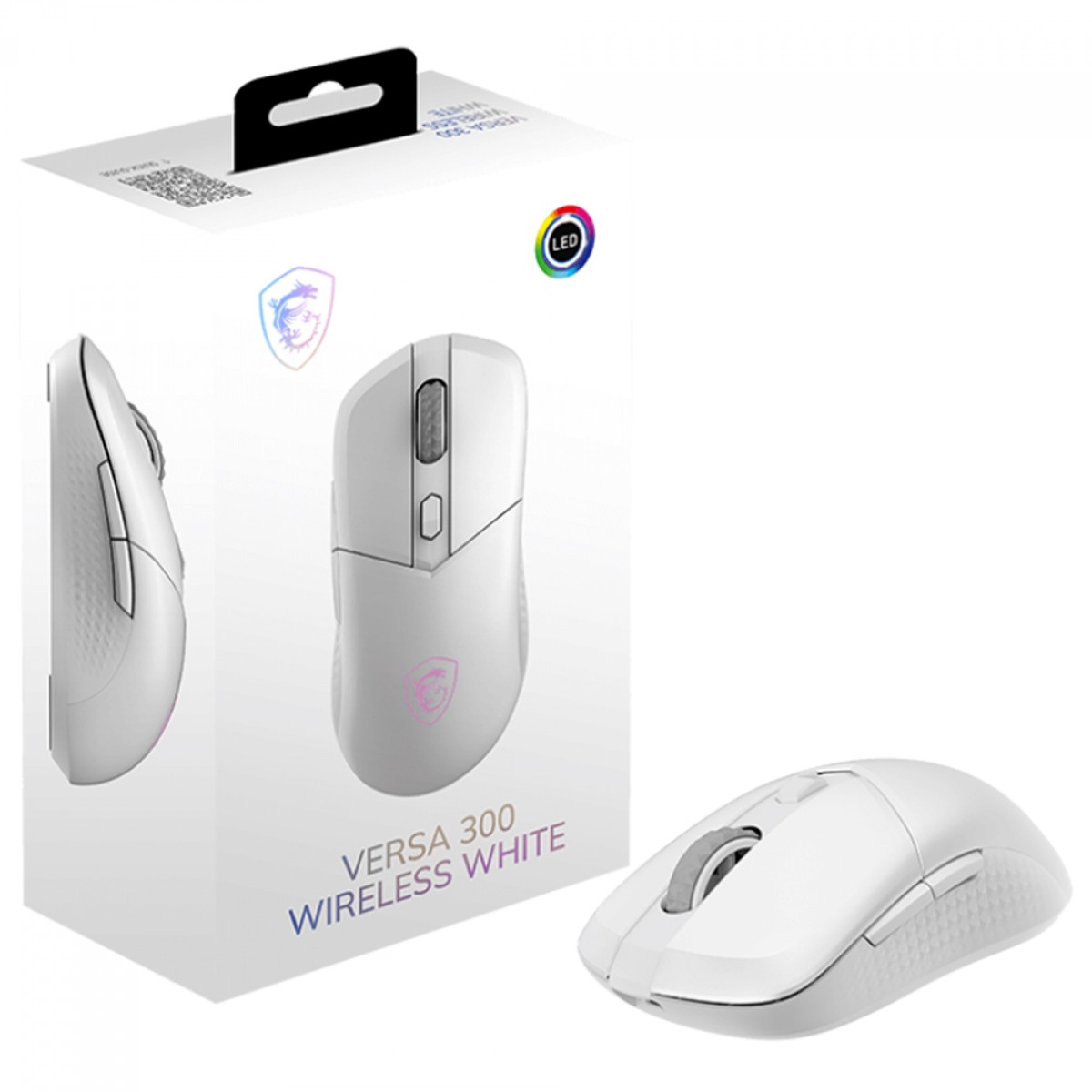 Mouse Gamer MSI Versa 300, RGB, Wireless/Bluetooth, 8000 DPI, Sensor PAW3104DB, 6 Botões, Branco