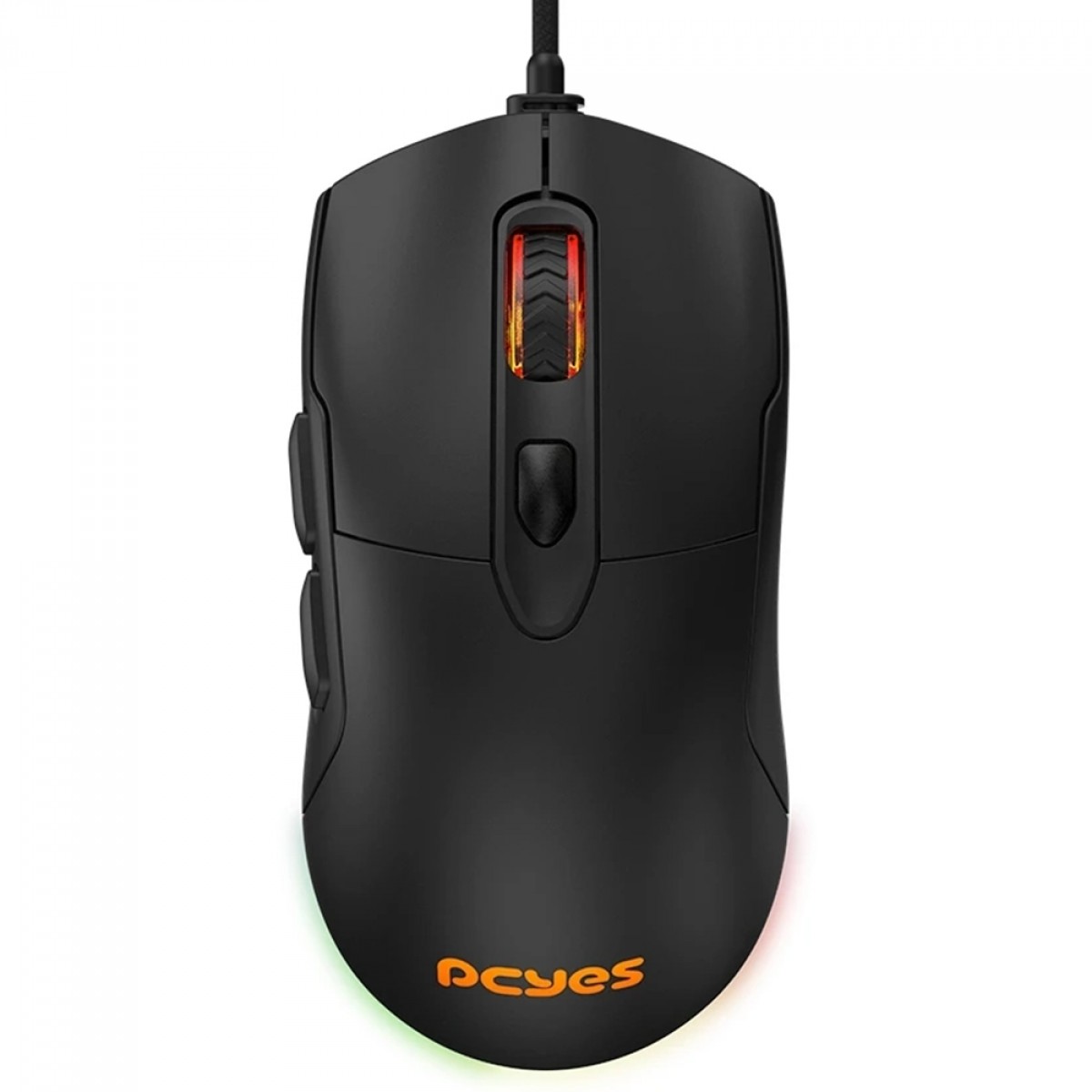 Mouse Gamer PCYes Malus Black Vulcan, RGB, 12400 DPI, PWM 3327, 6 Botões, Preto, PMGMBV