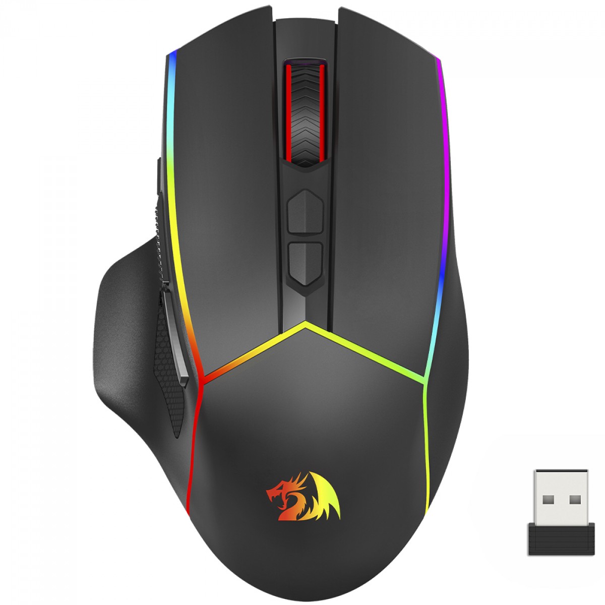 Mouse Gamer Redragon Axe Pro, RGB, Wireless/Bluetooth, 8000 DPI, 8 Botões, Sensor PAW3104, Preto, M814RGB-PRO