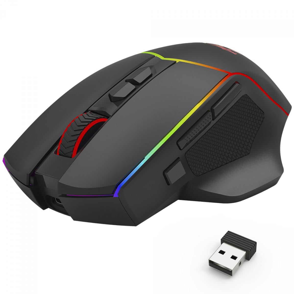 Mouse Gamer Redragon Axe Pro, RGB, Wireless/Bluetooth, 8000 DPI, 8 Botões, Sensor PAW3104, Preto, M814RGB-PRO