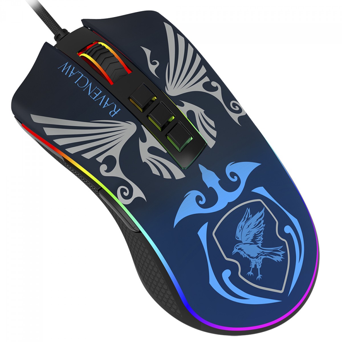 Mouse Gamer Redragon Cobra Harry Potter Special Edition Ravenclaw, RGB, 12400 DPI, PMW3327, 8 Botões, Preto e Azul, HP-711R