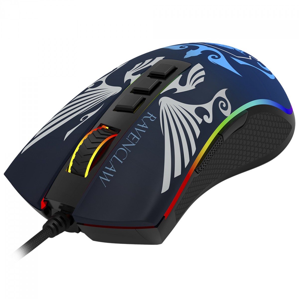 Mouse Gamer Redragon Cobra Harry Potter Special Edition Ravenclaw, RGB, 12400 DPI, PMW3327, 8 Botões, Preto e Azul, HP-711R