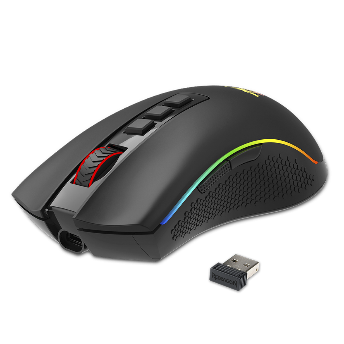 Mouse Gamer Redragon Cobra Pro RGB, Wireless, Sem Fio, 16000 DPI, 8 Botões Programáveis, Black, M711-PRO