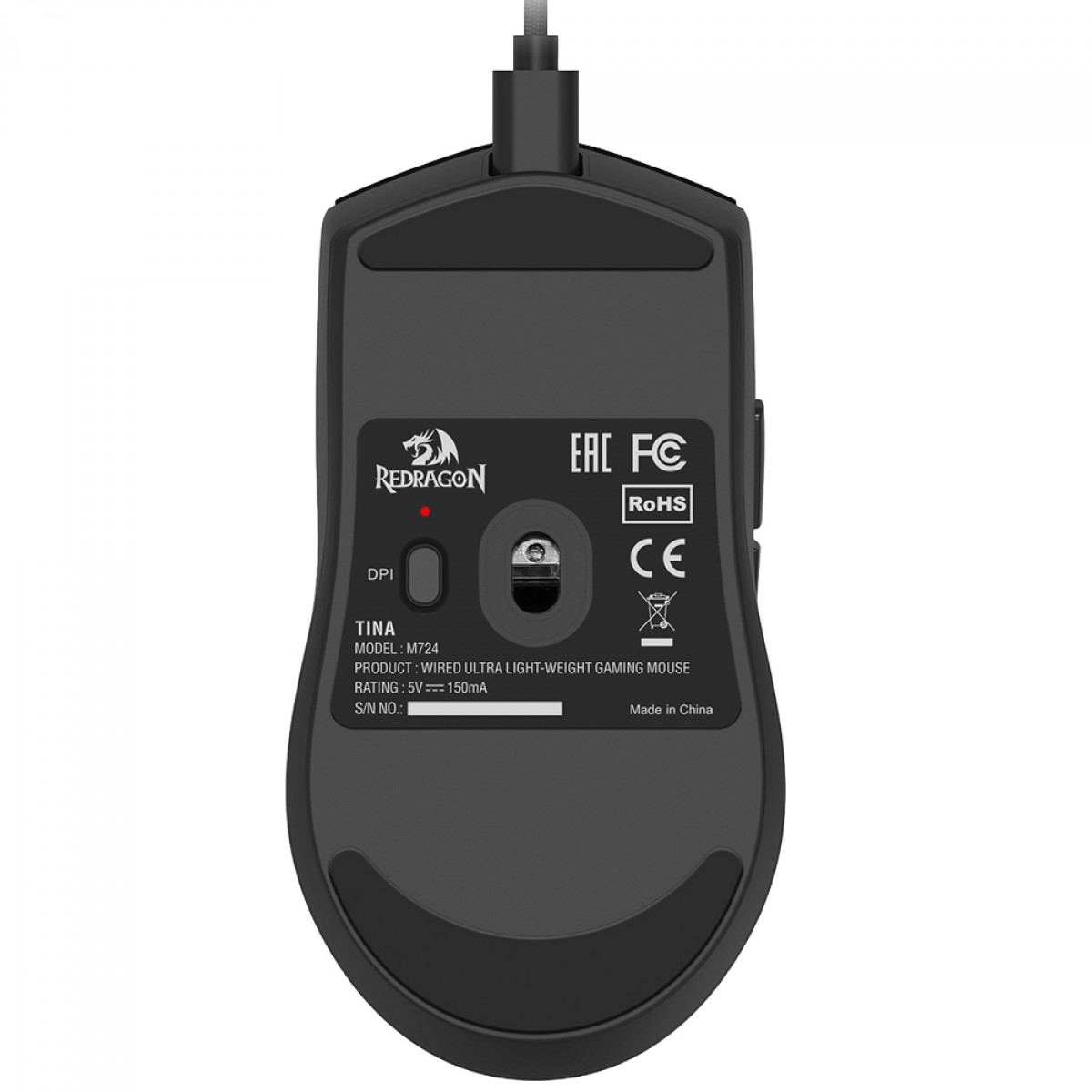 Mouse Gamer Redragon K1NG M724, USB, 12400 DPI, Sensor Pixart 3327, 5 Botões, Preto