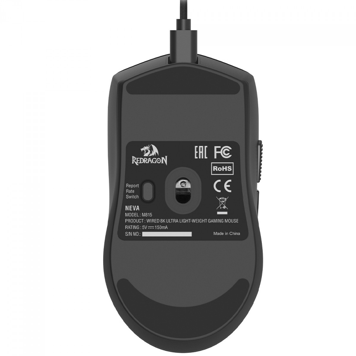 Mouse Gamer Redragon Neva 8K M815, USB, 26000 DPI, Sensor PAW 3395, 6 Botões, Preto