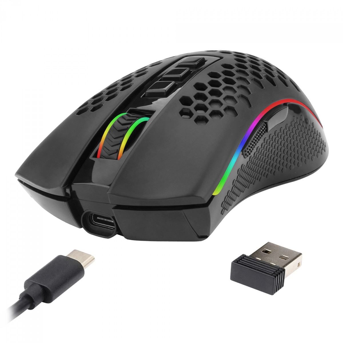 Mouse Gamer Redragon Storm Pro, 16000 DPI, Wireless, 8 Botões Programáveis, RGB, Black, M808-KS