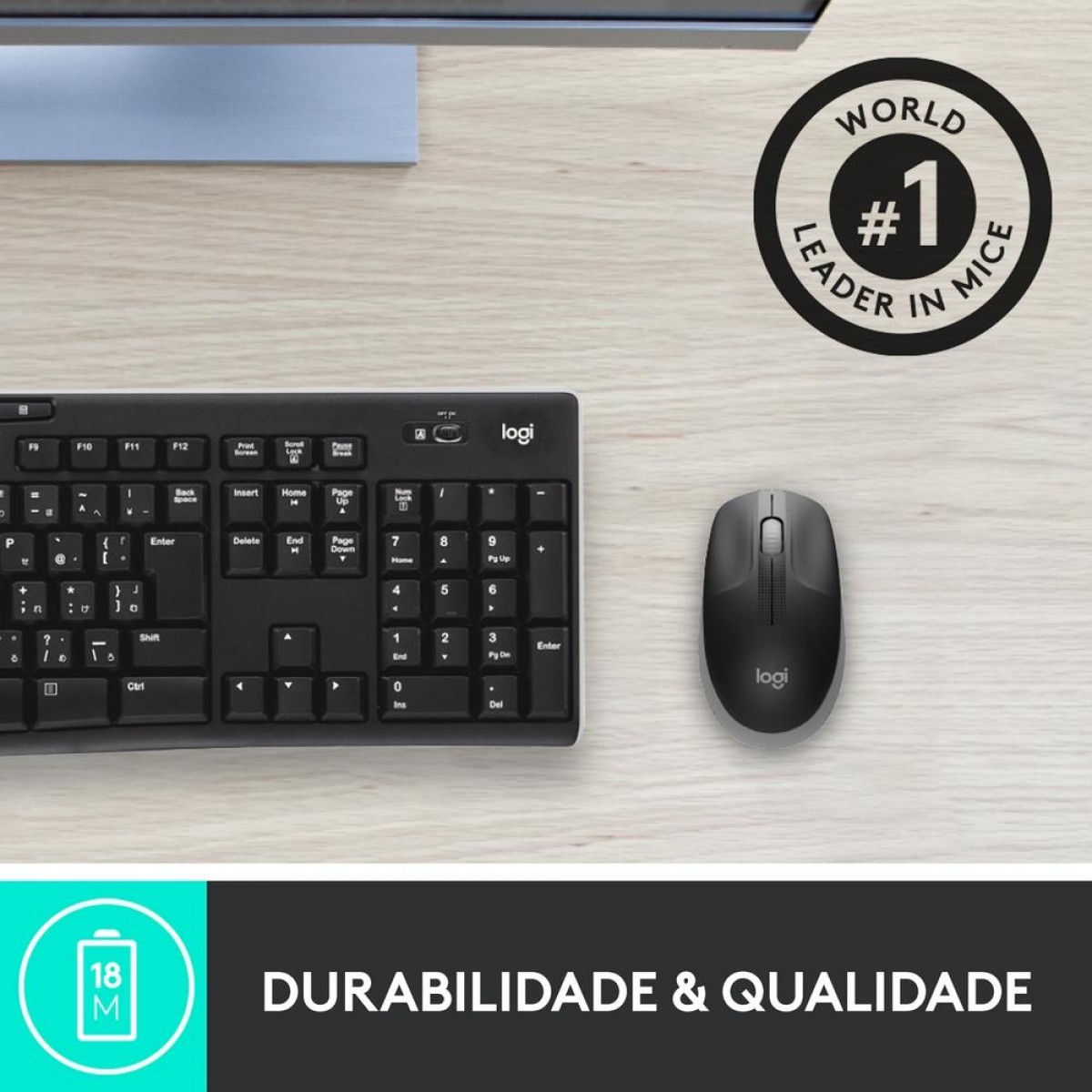 Mouse Logitech M190, Sem Fio, 1000 DPI, 3 Botões, Cinza, 910-005902