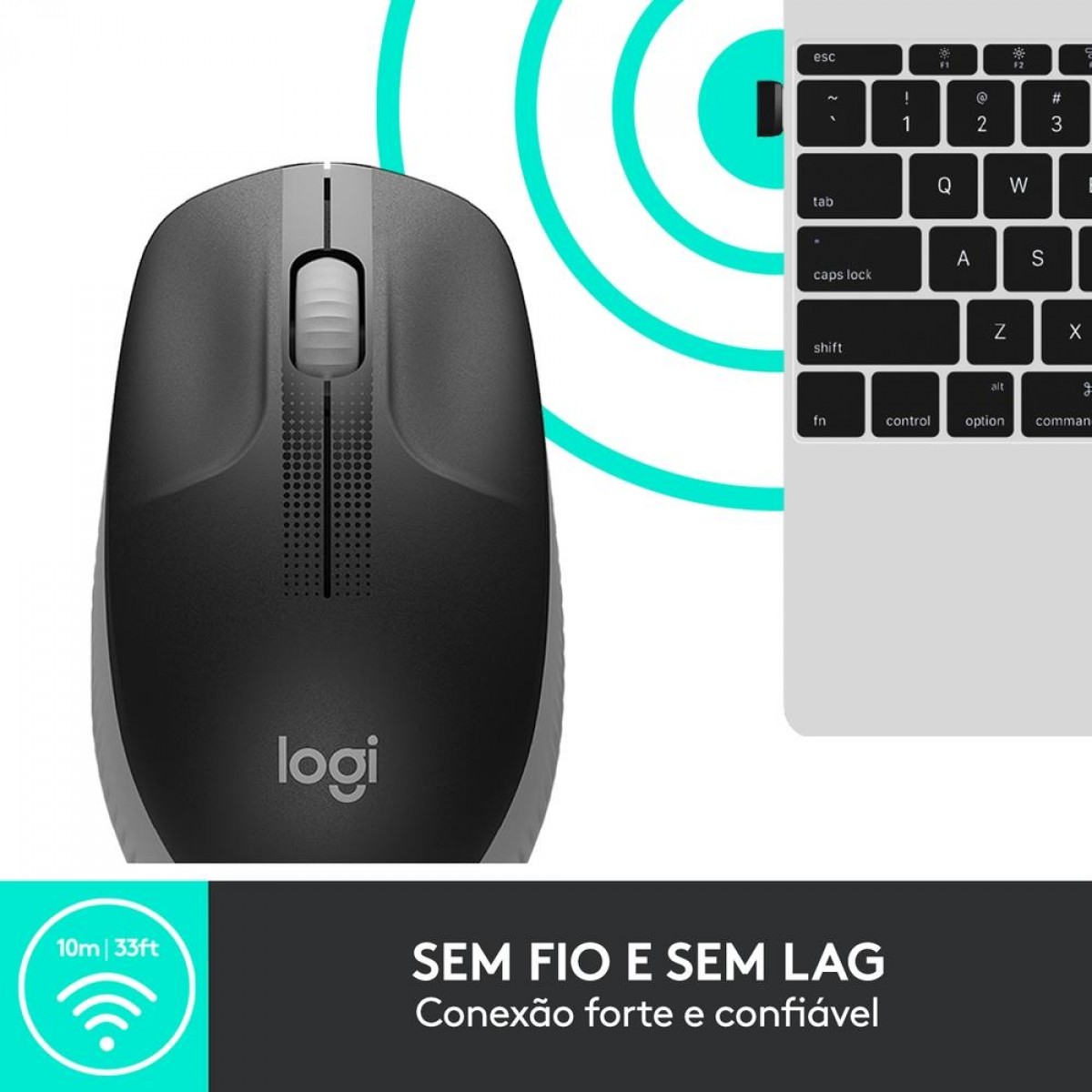 Mouse Logitech M190, Sem Fio, 1000 DPI, 3 Botões, Cinza, 910-005902