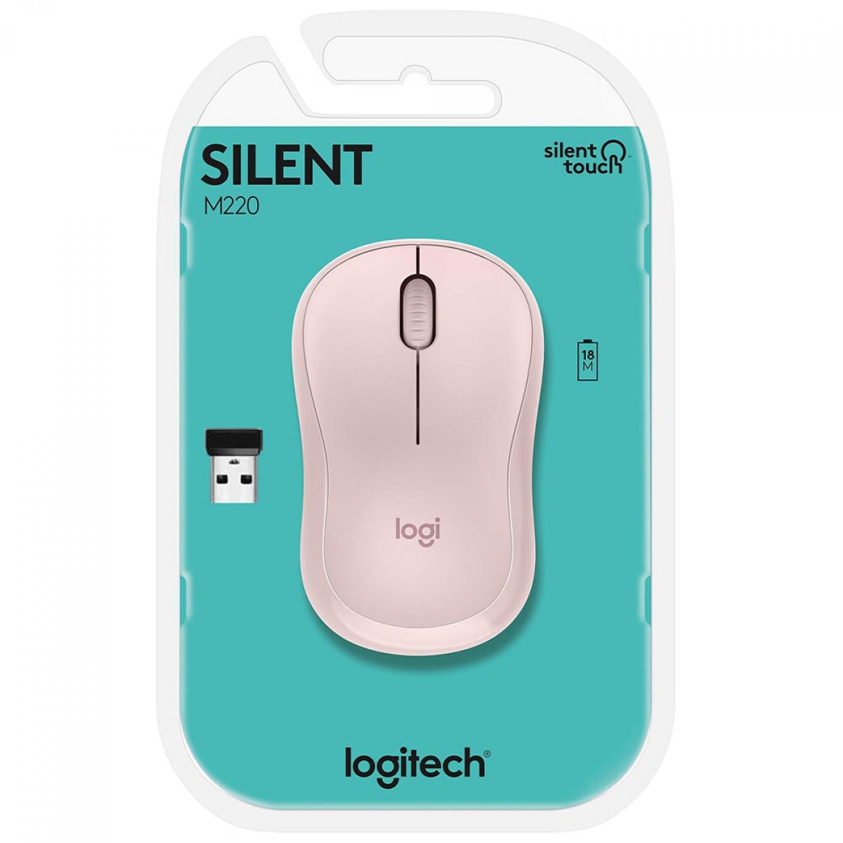 Mouse Logitech M220 Silent, Sem Fio, 1000 DPI, 3 Botões, Rosa, 910-006126