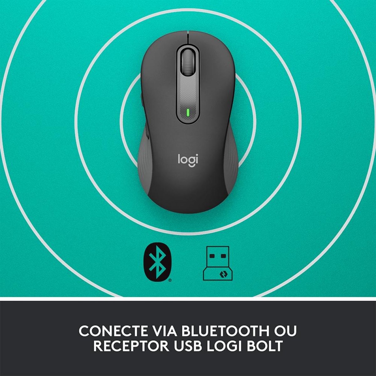 Mouse Logitech Signature M650, Sem Fio/Bluetooth, 2000 DPI, 5 Botões, SilentTouch, Preto, 910-006250