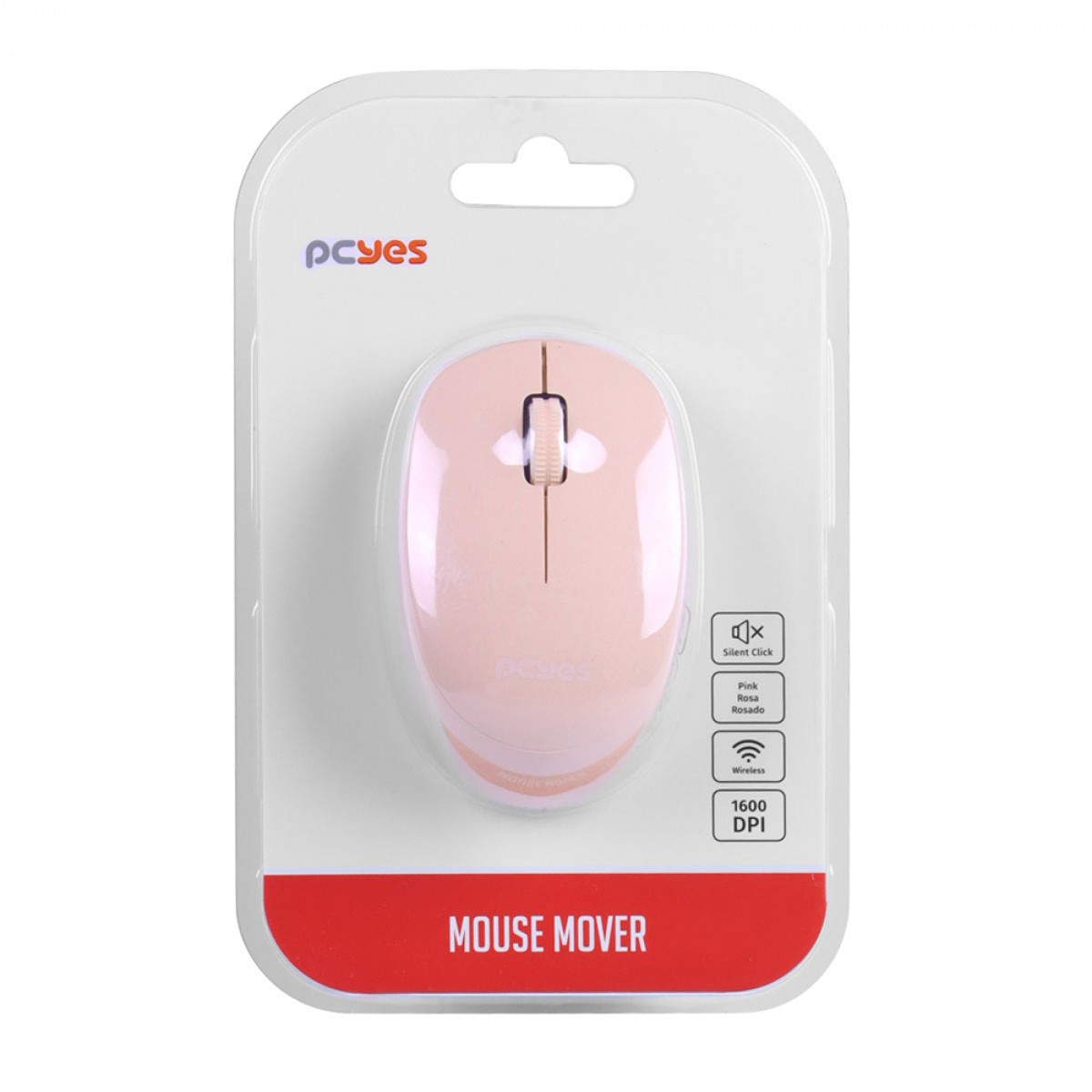 Mouse PCYes Mover Pink, Wireless, 1600 DPI, 3 Botões, Pink, PMMWSCPK