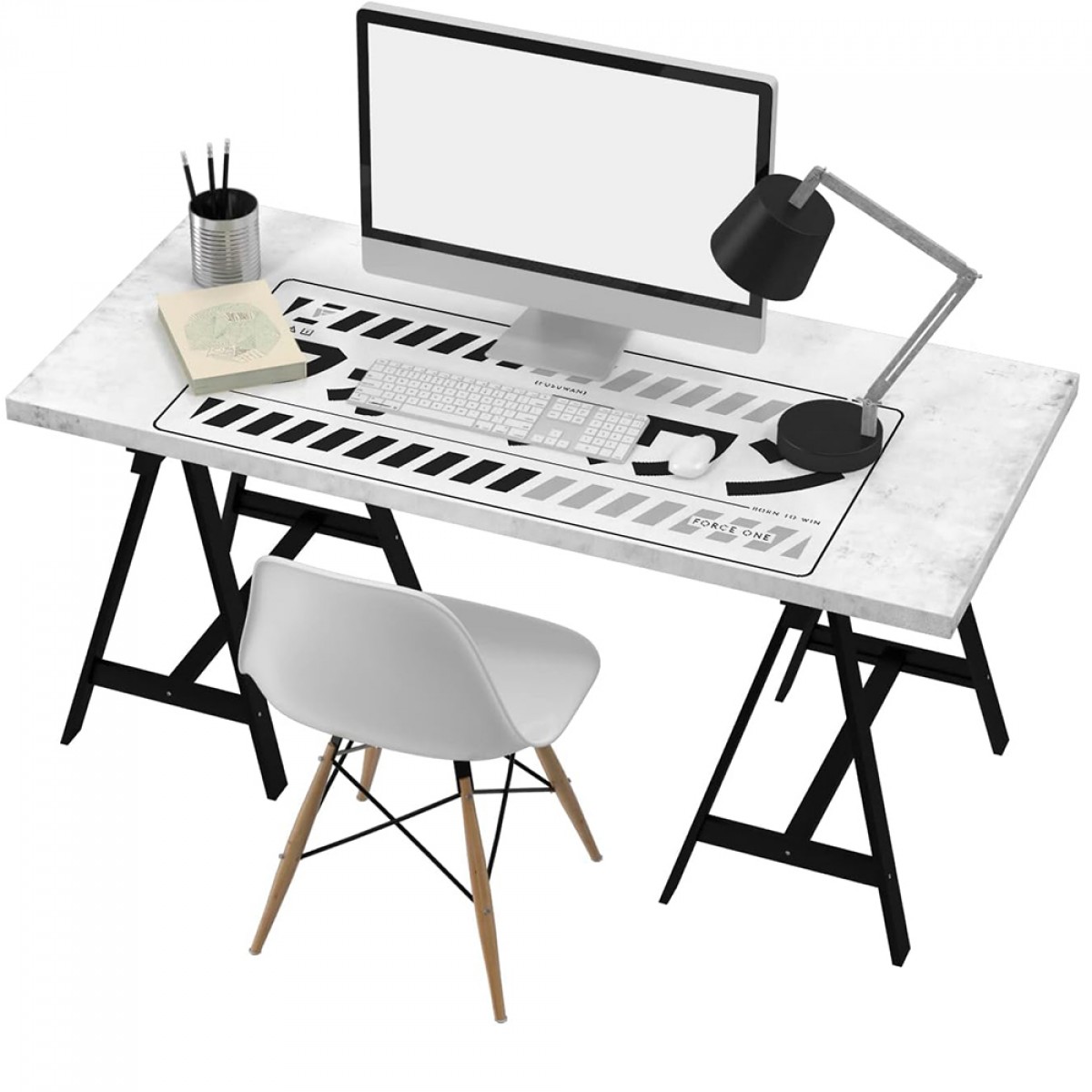 Mousepad Gamer Force One Skyhawk Katana, XXL, (900x400x3mm), White, FR.MP.SH.10