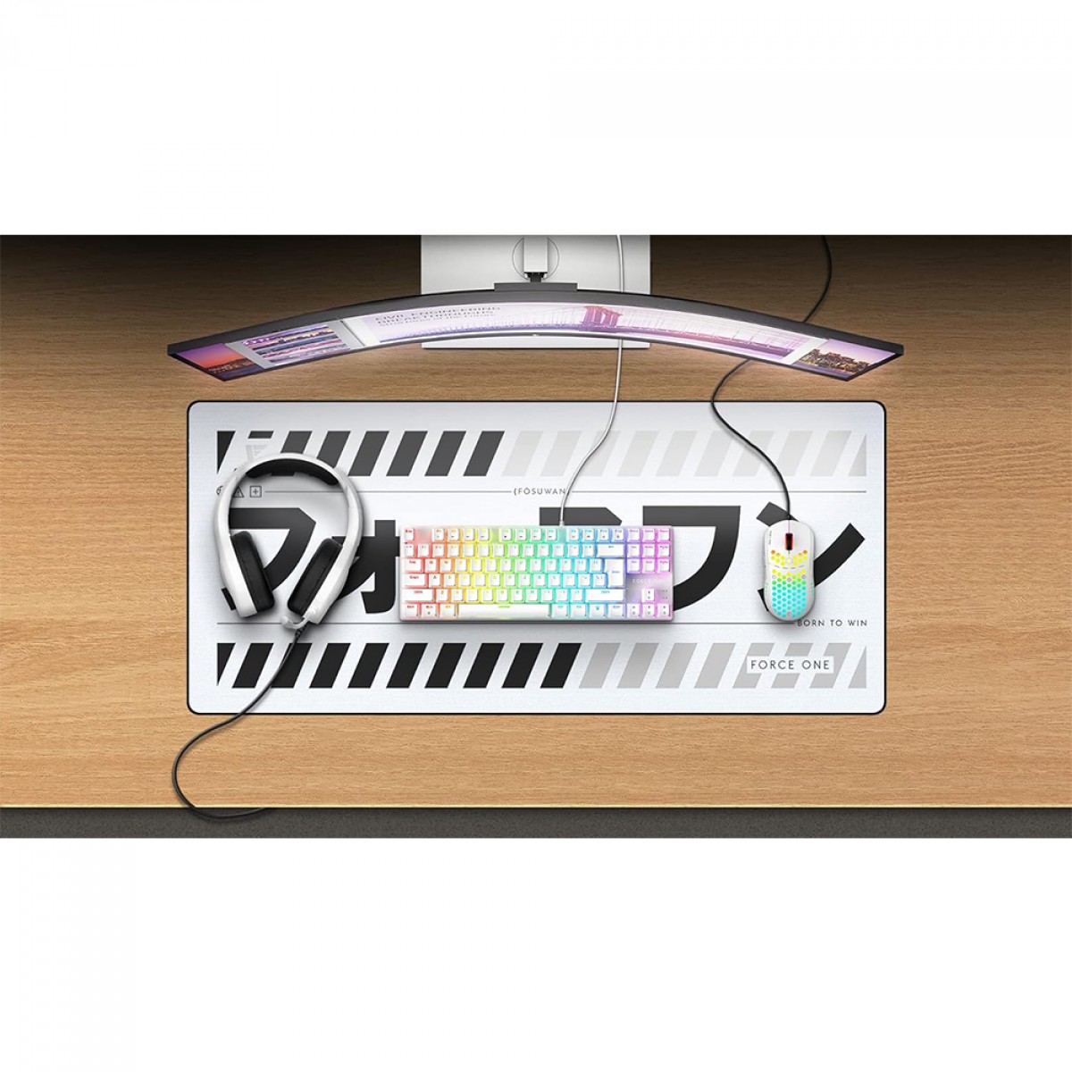 Mousepad Gamer Force One Skyhawk Katana, XXL, (900x400x3mm), White, FR.MP.SH.10