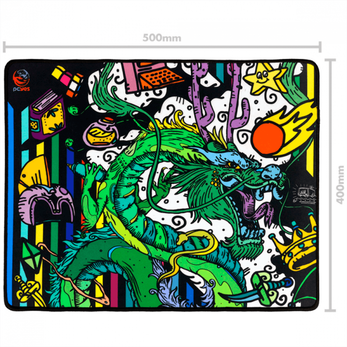 Mousepad Gamer PCYES Ancient Dragon Medium, Estilo Speed, 500x400mm, PMA50X40