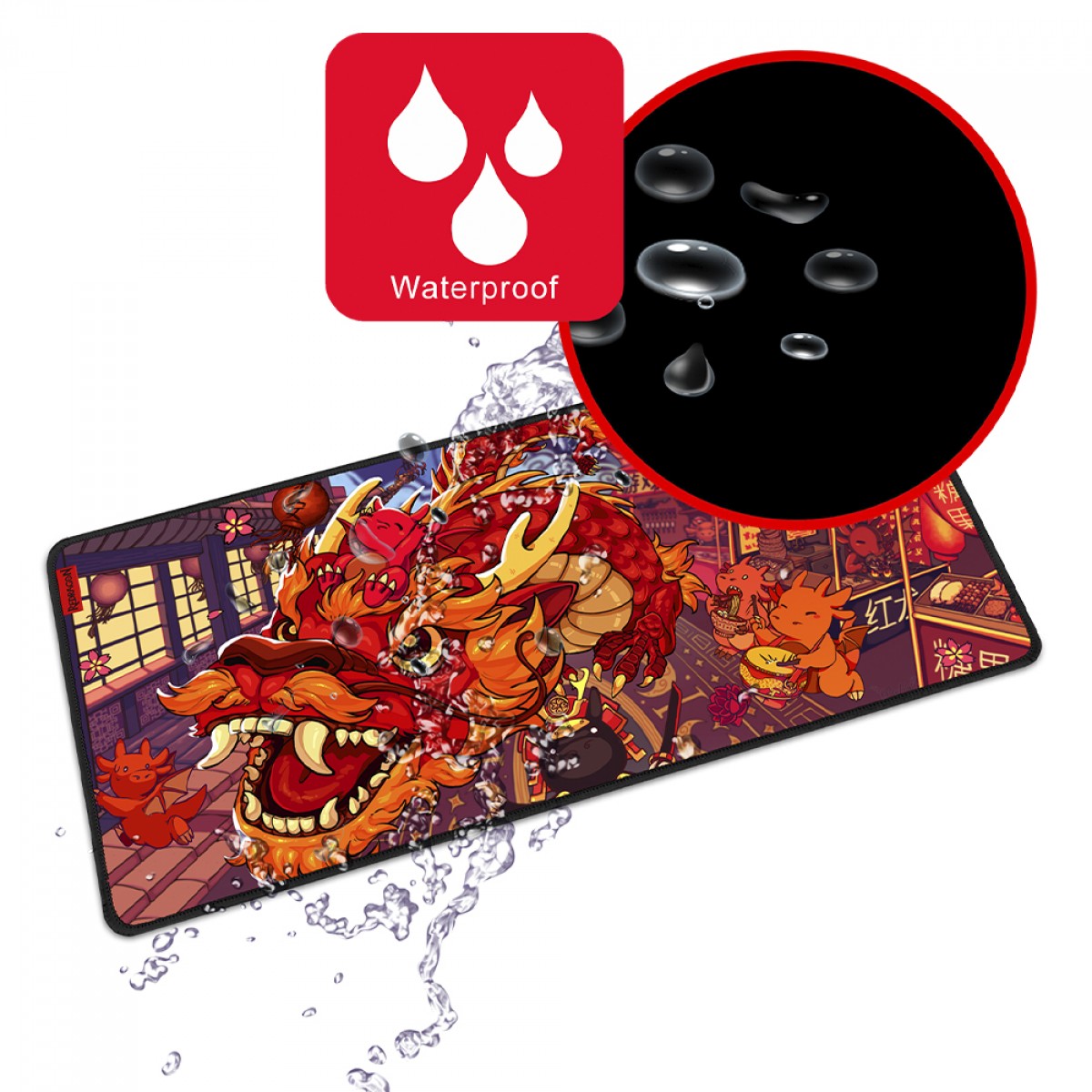 Mousepad Gamer Redragon Flick XL Special Edition Festival do Dragão, 400x900mm, Vermelho, P032FD