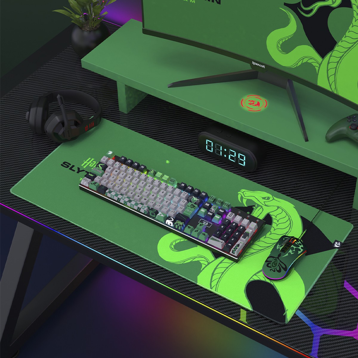 Mousepad Gamer Redragon Harry Potter Slytherin Special Edition, Speed, Extra Grande 900x400mm, Verde, HP-938