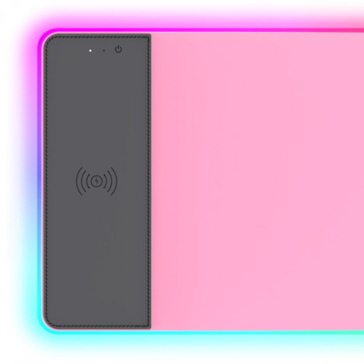 Mousepad Gamer Ryvel Pink RGB Charge, Grande, 800x300mm, Com Carregador Wireless,  RY-MP-CG-PK
