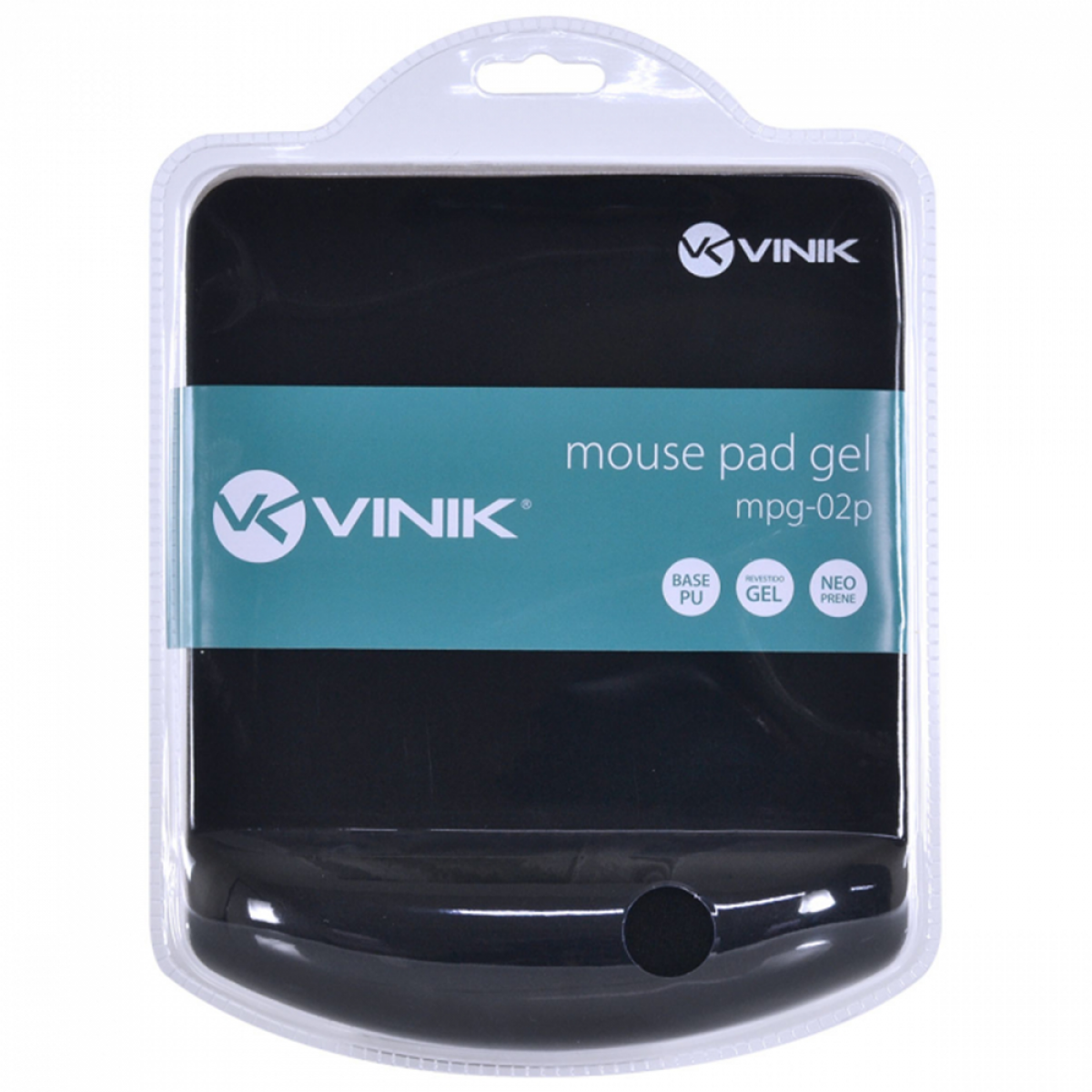 Mousepad Vinik Gel, 220X180X3mm, Com Apoio para o Pulso Feito Em Gel, Black, MPG-02P