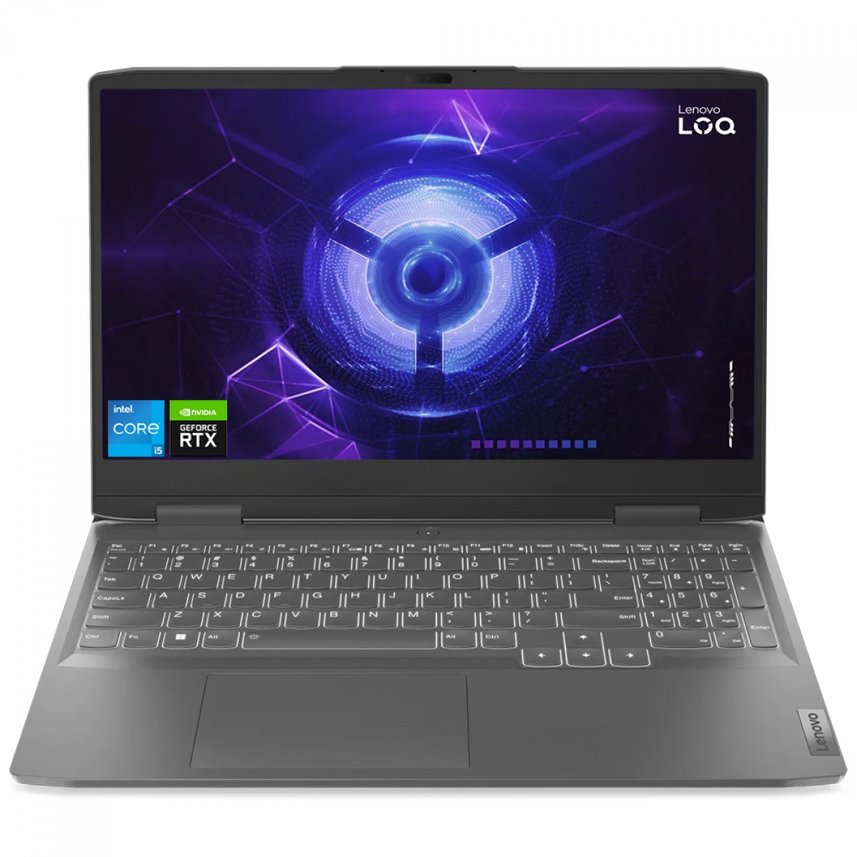 Notebook Gamer Lenovo LOQ 15IRH8 Intel Core i5-12450H / RTX 2050 4GB / 16GB DDR5 / SSD 512GB / 15.6 Pol IPS Full HD / Win 11 / Cinza / 83EU0001BR