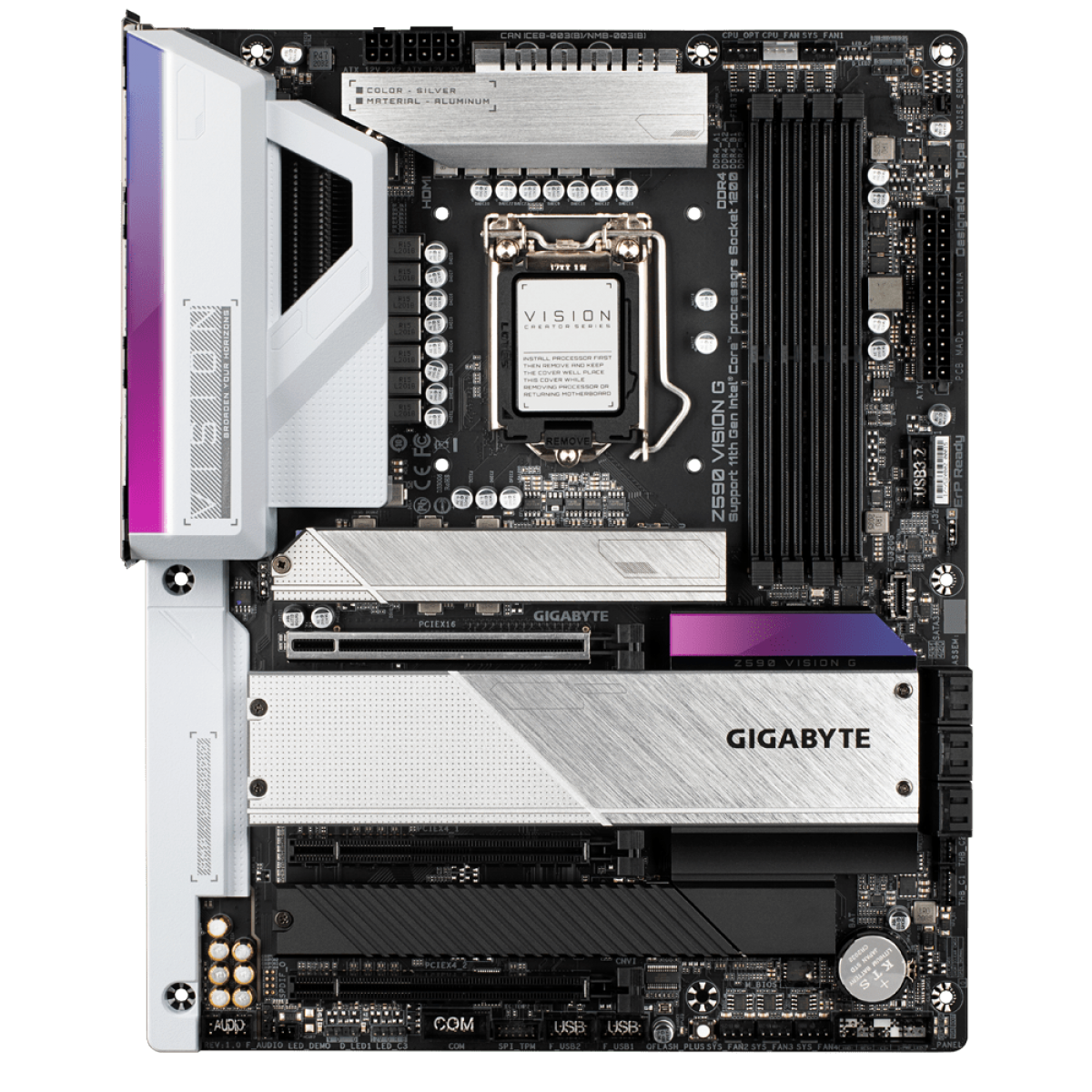 Paca Mãe GIGABYTE Z590 VISION G (rev. 1.0), Intel Z590 Express Chipset, Socket 1200, ATX, DDR4