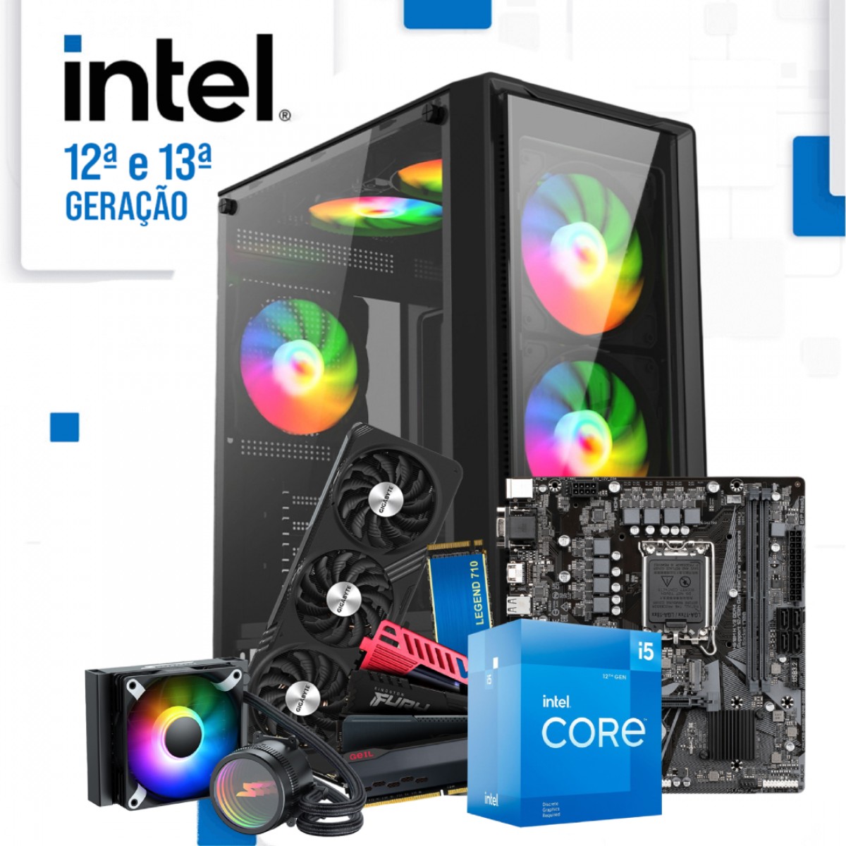 PC Gamer Plataforma Intel 12ª, 13ª e 14ª Geração DDR4 LGA 1700 (FULL CUSTOM)