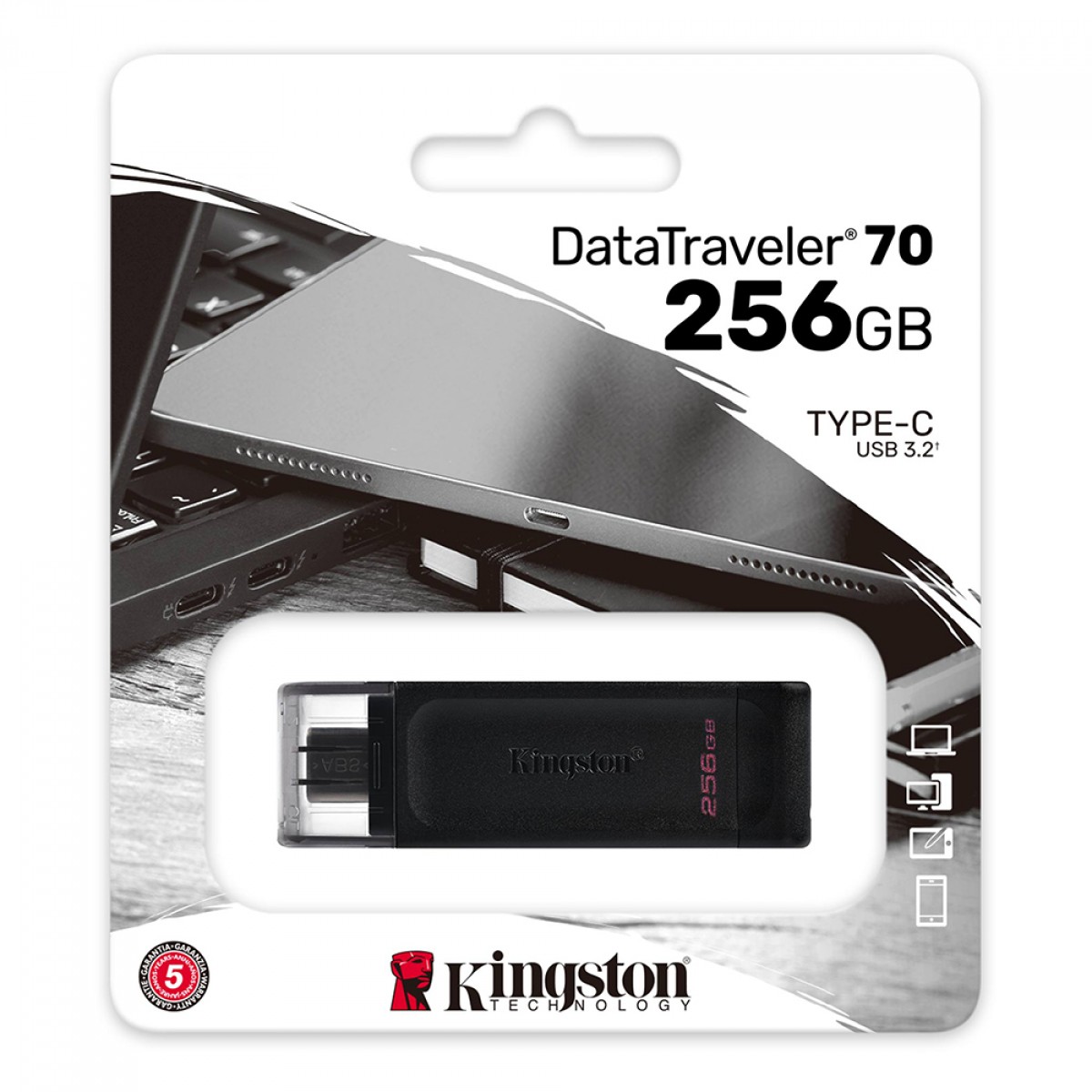 Pendrive Kingston DataTraveler 70, 256GB, USB Tipo-C 3.2, DT70/256GB