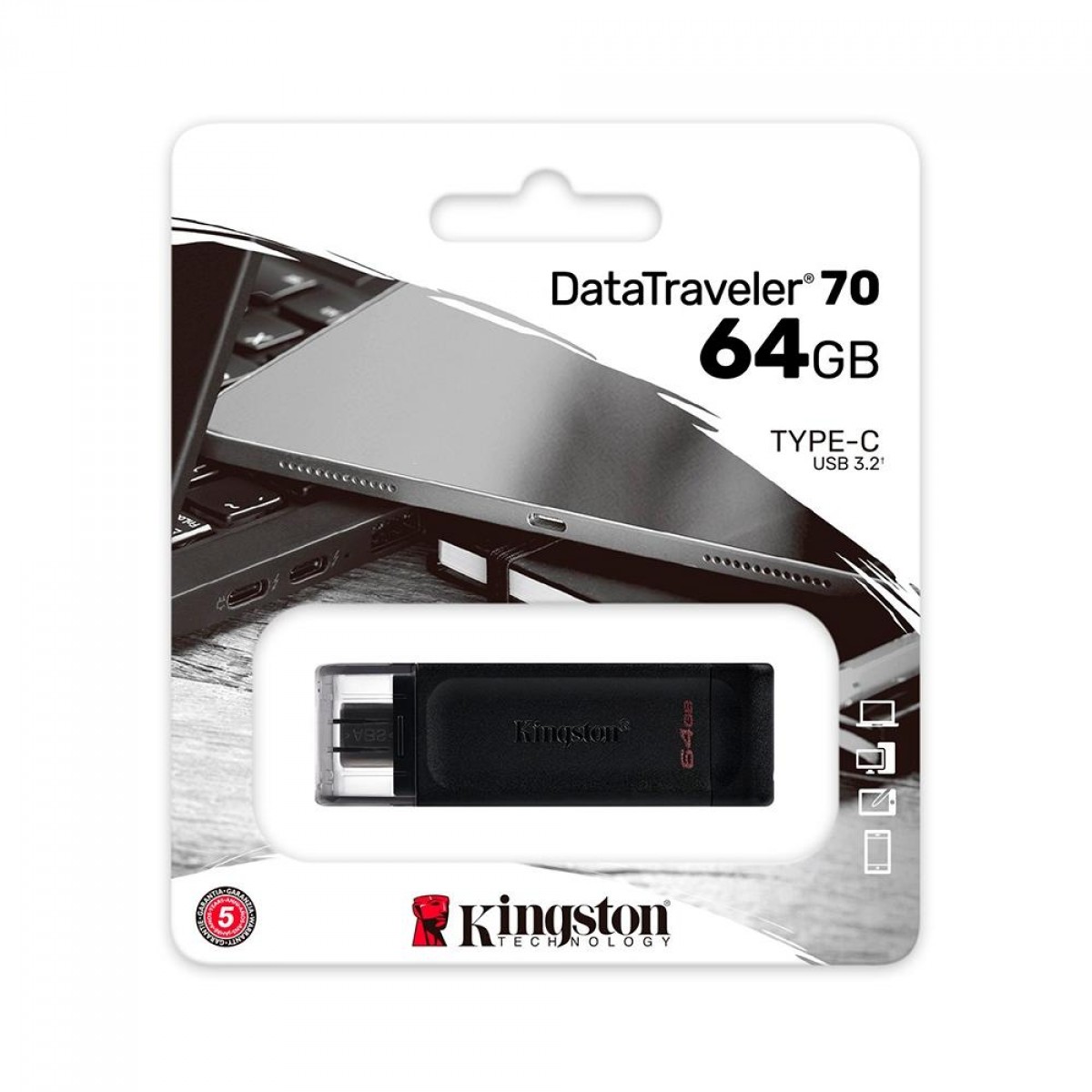 Pendrive Kingston DataTraveler 70, 64GB, USB Tipo-C 3.2, DT70/64GB