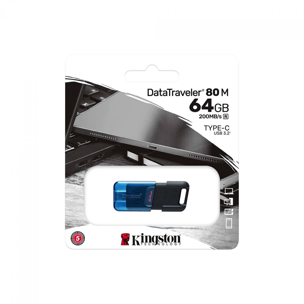 Pendrive Kingston DataTraveler 80 M, 64GB, USB Tipo-C 3.2, DT80M/64GB