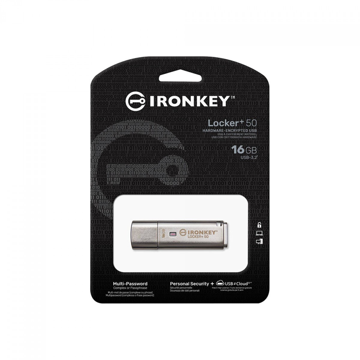 Pendrive Kingston IronKey Locker+ 50, 16GB, USB 3.2, IKLP50/16GB