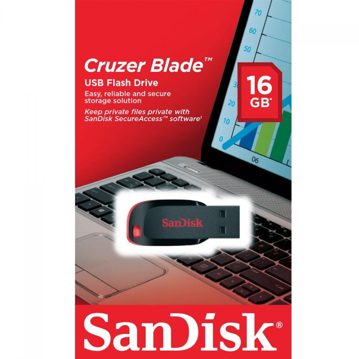 Pendrive SanDisk Cruzer Blade, 16GB, USB 2.0, SDCZ50-016G-B35
