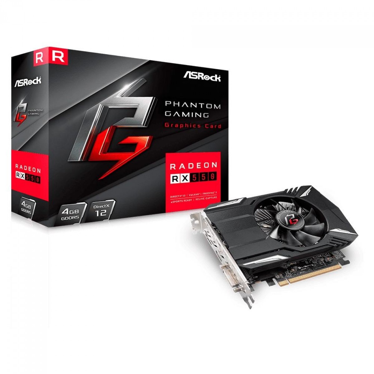 Placa de Vídeo ASRock AMD Radeon RX 550 Phantom Gaming, 4GB, GDDR5, 128Bits, 90-GA07ZZ-00UANF