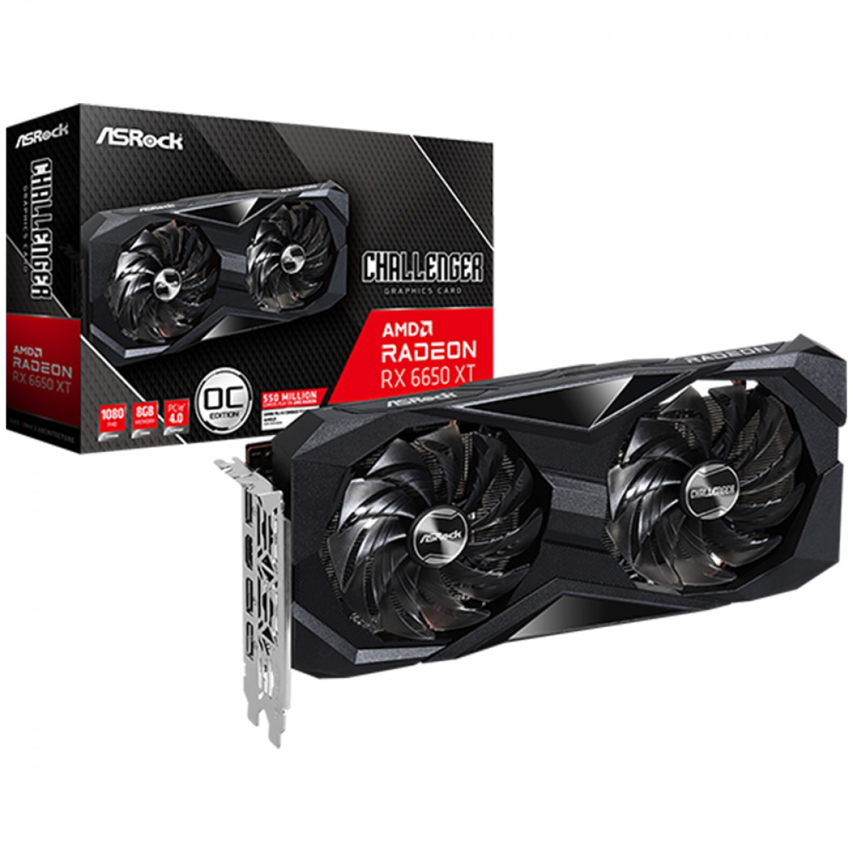 Placa de Vídeo AsRock AMD Radeon RX 6650 XT Challenger D OC, 8GB, GDDR6, FSR, Ray Tracing, 90-GA3RZZ-00UANF