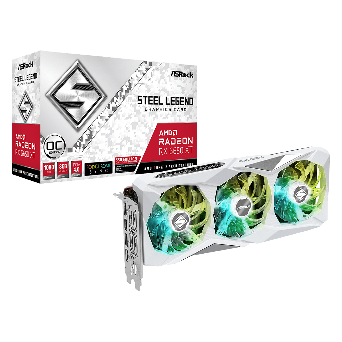 Placa De Vídeo ASRock AMD Radeon RX 6650 XT Steel Legend OC, 8GB, GDDR6, FSR, Ray Tracing, 90-GA4GZZ-00UANF