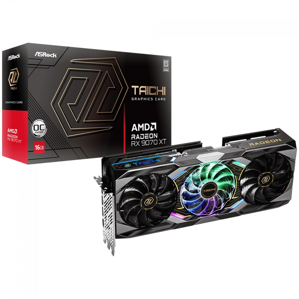 Placa de Vídeo ASRock AMD Radeon RX 9070 XT Taichi OC, 16GB, GDDR6, FSR, Ray Tracing, 90-GA5HZZ-00UANF