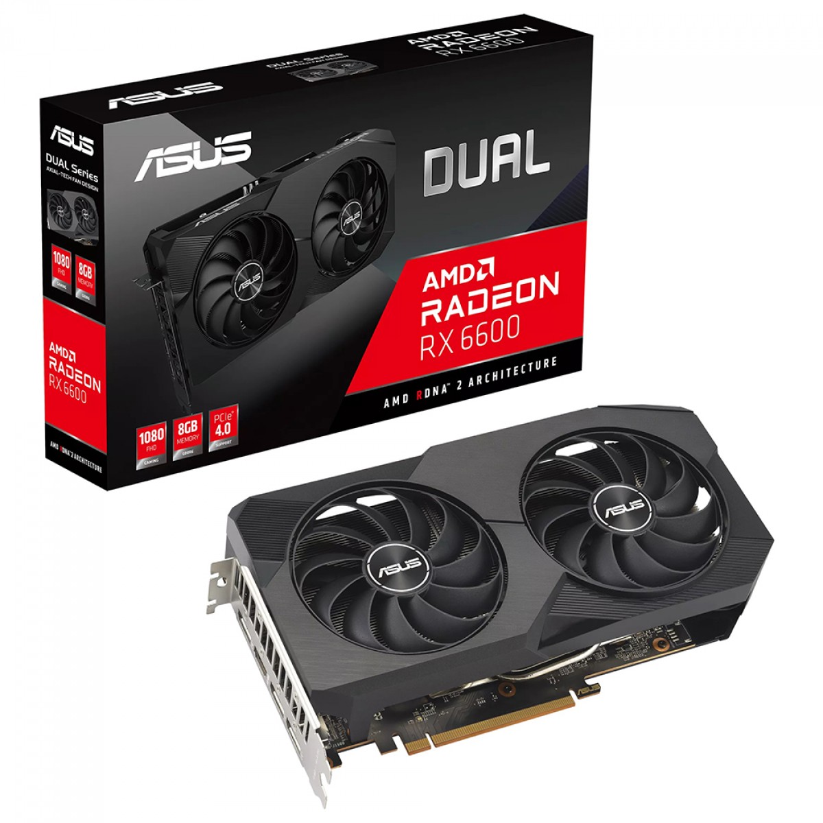 Placa de Vídeo ASUS DUAL AMD Radeon RX 6600 V2, 8GB, GDDR6, FSR, Ray Tracing, DUAL-RX6600-8G-V2