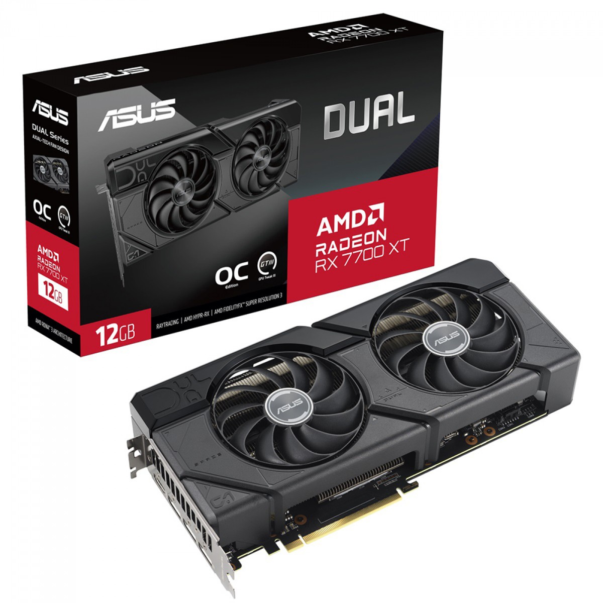 Placa de Vídeo Asus Dual AMD Radeon RX 7700 XT OC, 12GB, GDDR6, FSR, Ray Tracing, DUAL-RX7700XT-O12G