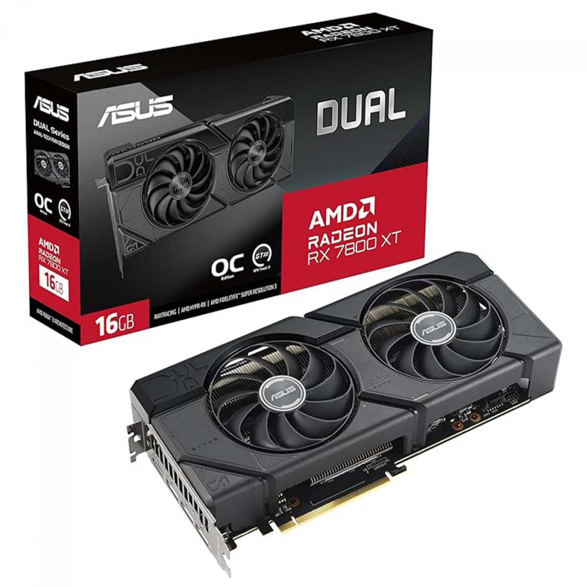 Placa de Vídeo Asus Dual AMD Radeon RX 7800 XT OC, 16GB, GDDR6, FSR, Ray Tracing, DUAL-RX7800XT-O16G