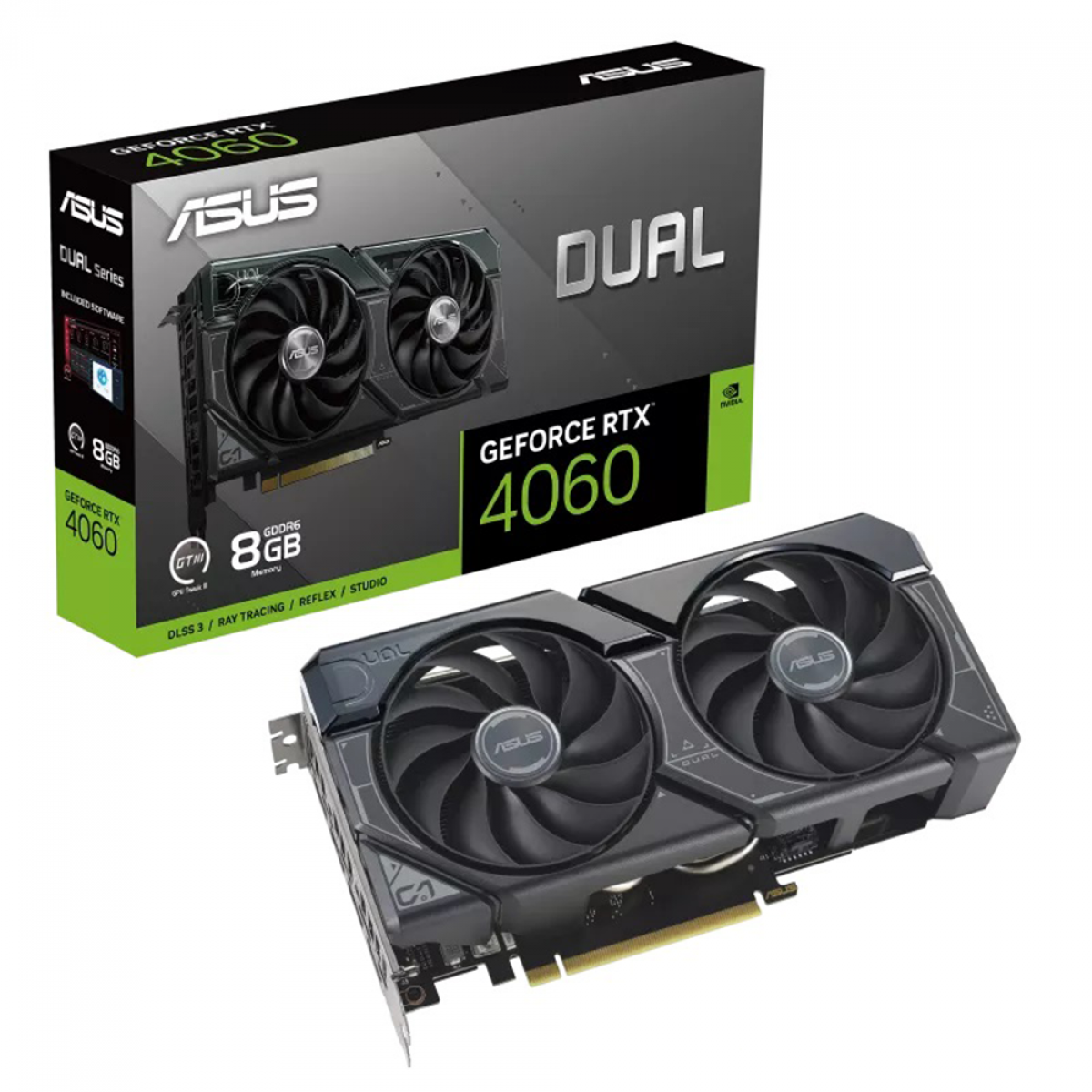 Placa de Vídeo Asus Dual NVIDIA GeForce RTX 4060, 8GB, GDDR6, DLSS, Ray Tracing, 90YV0JC1-M0NA00