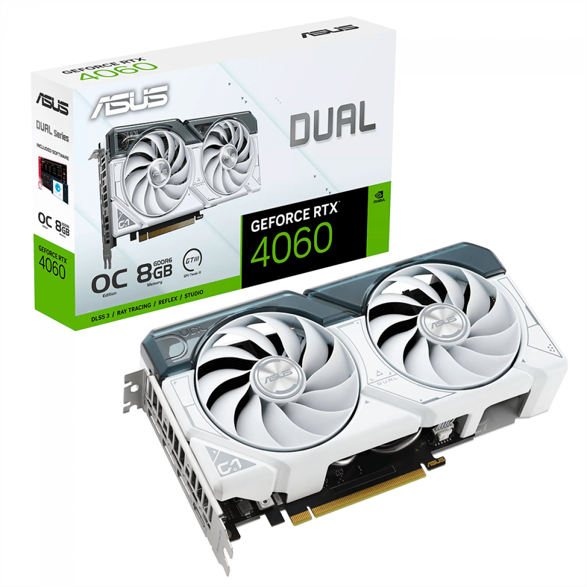 Placa de Vídeo Asus Dual NVIDIA GeForce RTX 4060 White OC, 8GB, GDDR6, DLSS, Ray Tracing, DUAL-RTX4060-O8G-WHITE
