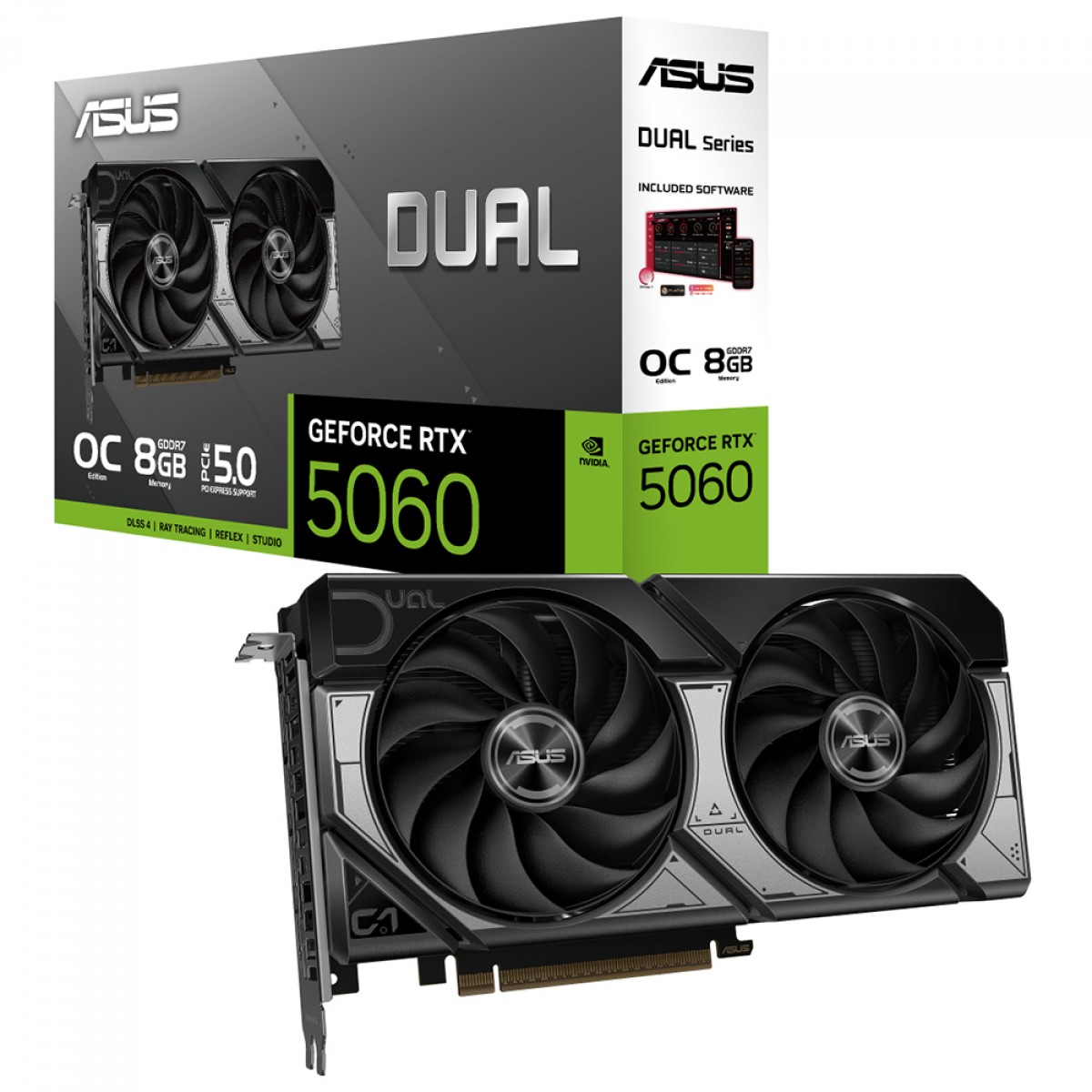 Placa de Vídeo Asus Dual NVIDIA GeForce RTX 5060 OC, 8GB, GDDR7, DLSS, Ray Tracing, DUAL-RTX5060-O8G