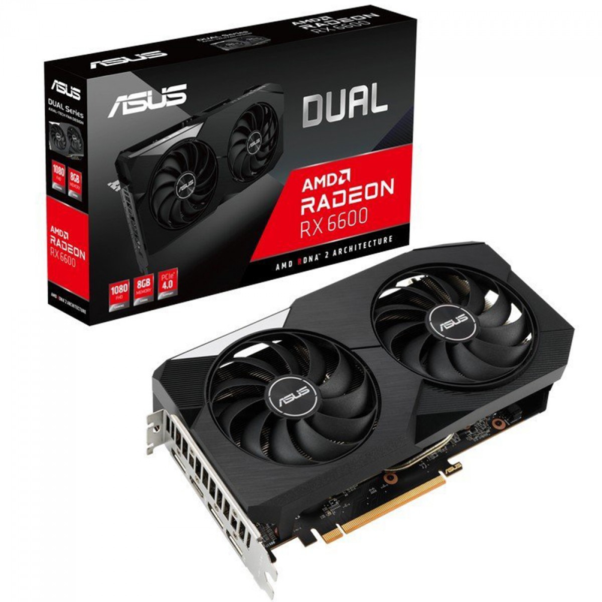 Placa de Vídeo ASUS DUAL Radeon RX 6600, 8GB, GDDR6, FSR, Ray Tracing, DUAL-RX6600-8G