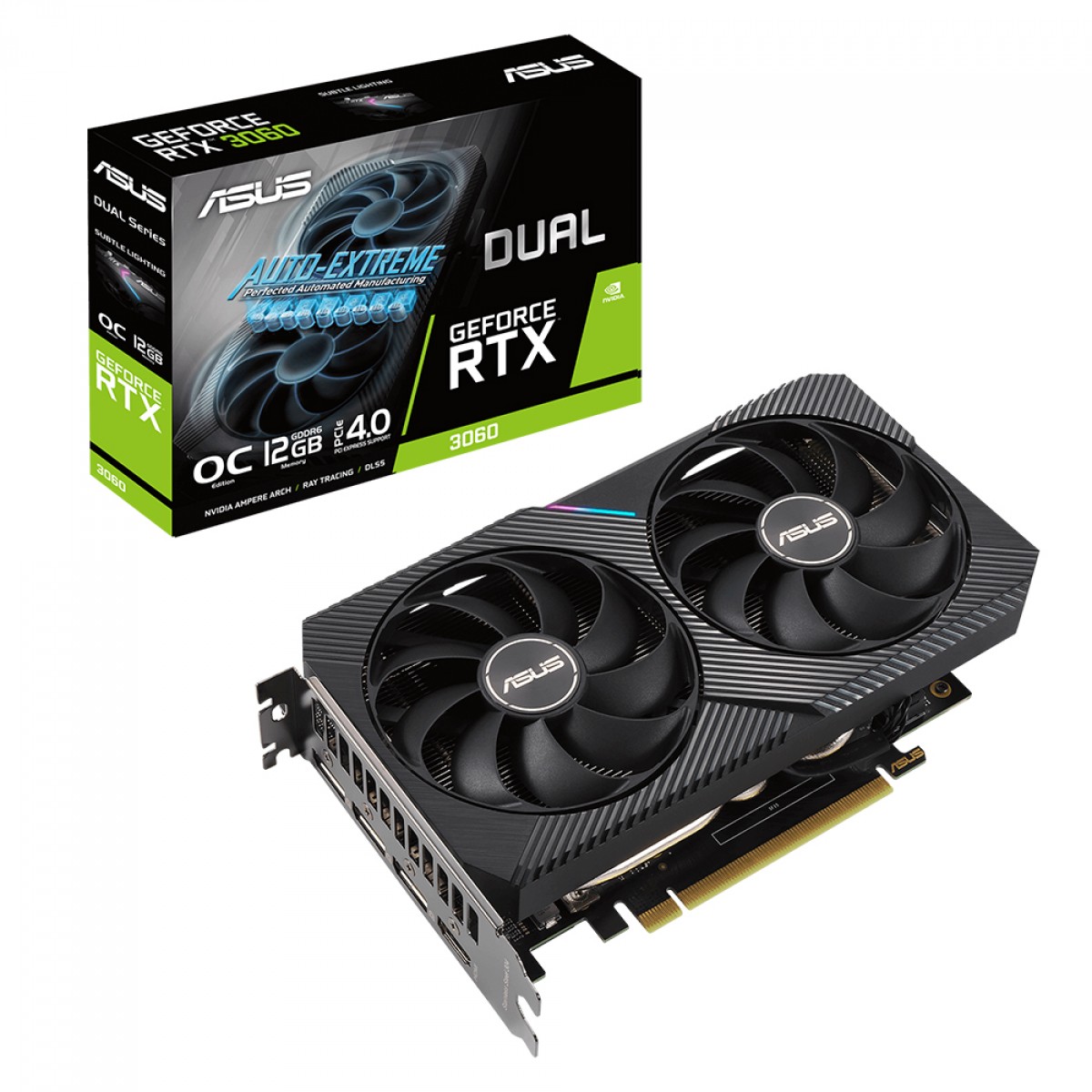 Placa de Vídeo Asus GeForce RTX 3060 DUAL OC, 12GB, GDDR6, DLSS, Ray Tracing, DUAL-RTX3060-O12G